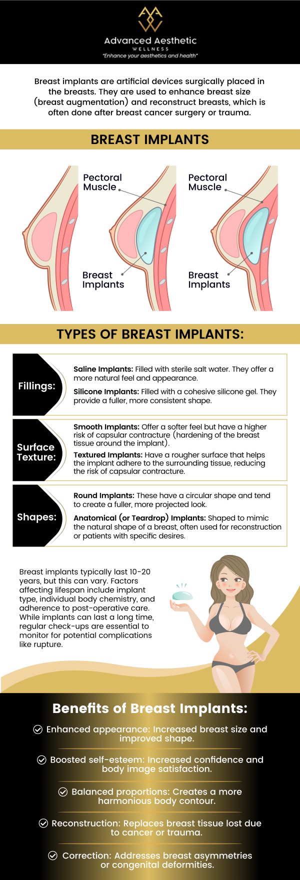 Breast implants are a popular cosmetic procedure that enhances the size and shape of the breasts, offering a more balanced and youthful appearance. At Advanced Aesthetic Wellness, our experienced aestheticians provide personalized consultations to ensure that each patient receives the most suitable options for their body and aesthetic goals. For more information, contact us or request an appointment online. We are conveniently located at 400 W. 41St Street, Suite #412, Miami Beach, FL 33140. Breast implants are a popular cosmetic procedure that enhances the size and shape of the breasts, offering a more balanced and youthful appearance. At Advanced Aesthetic Wellness, our experienced aestheticians provide personalized consultations to ensure that each patient receives the most suitable options for their body and aesthetic goals. For more information, contact us or request an appointment online. We are conveniently located at 400 W. 41St Street, Suite #412, Miami Beach, FL 33140.