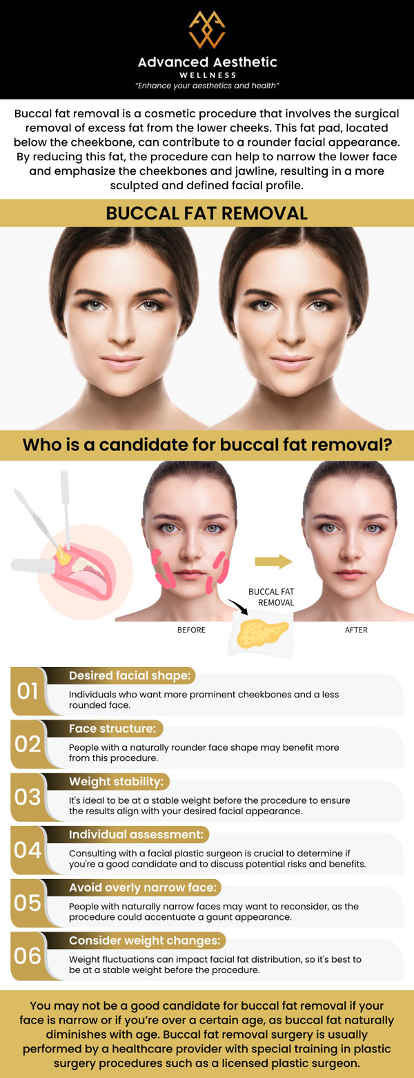 Buccal fat removal enhances facial contours by reducing cheek fullness. At Advanced Aesthetics Wellness, we specialize in providing buccal fat removal treatments that help you achieve a slimmer, more defined facial appearance. The Advanced Aesthetic Wellness team delivers remarkable results, ensuring your safety and satisfaction. For more information, contact us or schedule an appointment online. We are conveniently located at 400 W. 41St Street, Suite #412, Miami Beach, FL 33140. Buccal fat removal enhances facial contours by reducing cheek fullness. At Advanced Aesthetics Wellness, we specialize in providing buccal fat removal treatments that help you achieve a slimmer, more defined facial appearance. The Advanced Aesthetic Wellness team delivers remarkable results, ensuring your safety and satisfaction. For more information, contact us or schedule an appointment online. We are conveniently located at 400 W. 41St Street, Suite #412, Miami Beach, FL 33140.